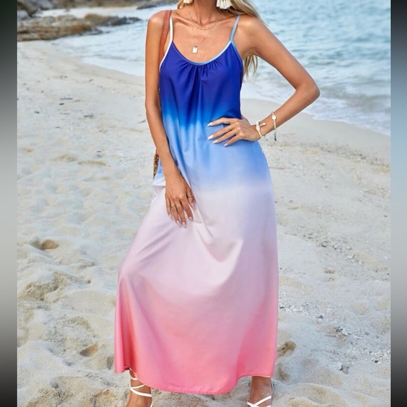 Boho Tie Dye Ombre Cami Maxi Dress - Picture 6 of 7
